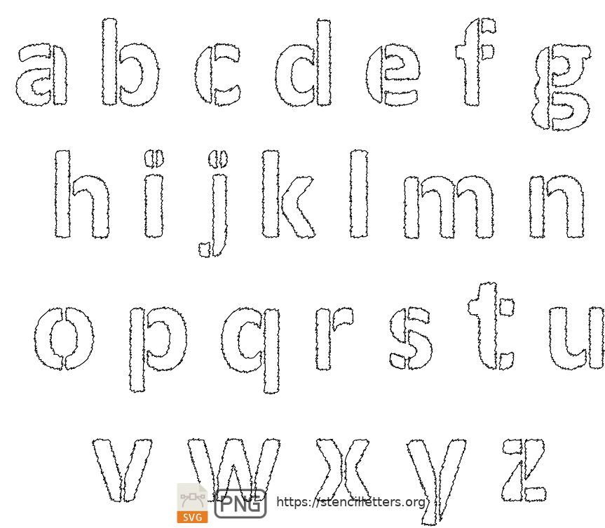 Fuzzy Lumber lowercase letter stencils
