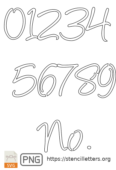 Handwritten Cursive Script number stencils