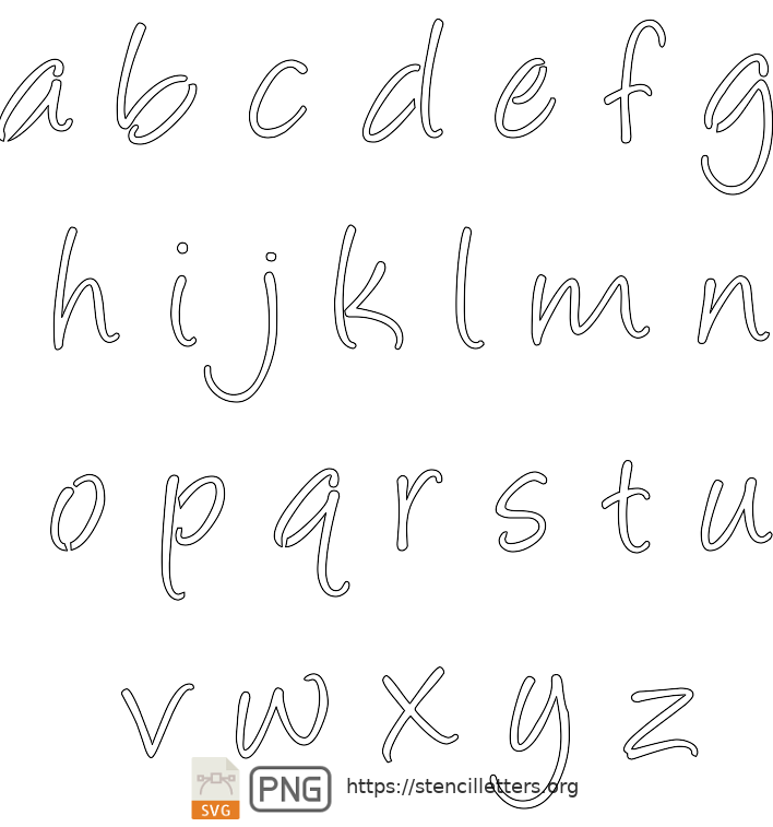 Handwritten Cursive Script lowercase letter stencils