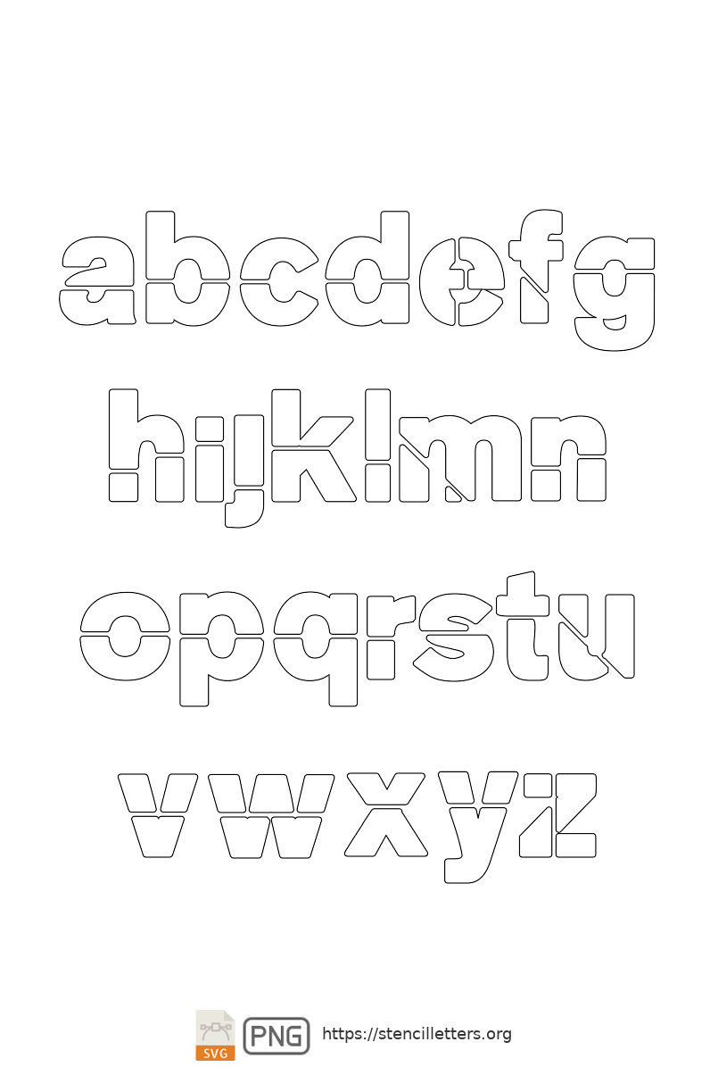 Heavy & Bold lowercase letter stencils