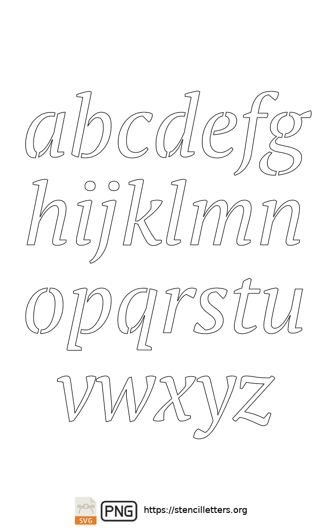 Humanist Bold Italic lowercase letter stencils