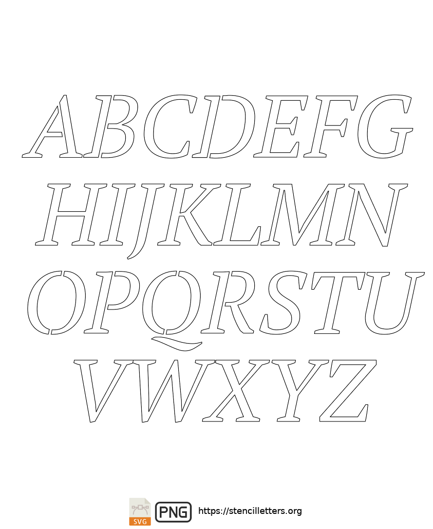 Humanist Bold Italic uppercase letter stencils
