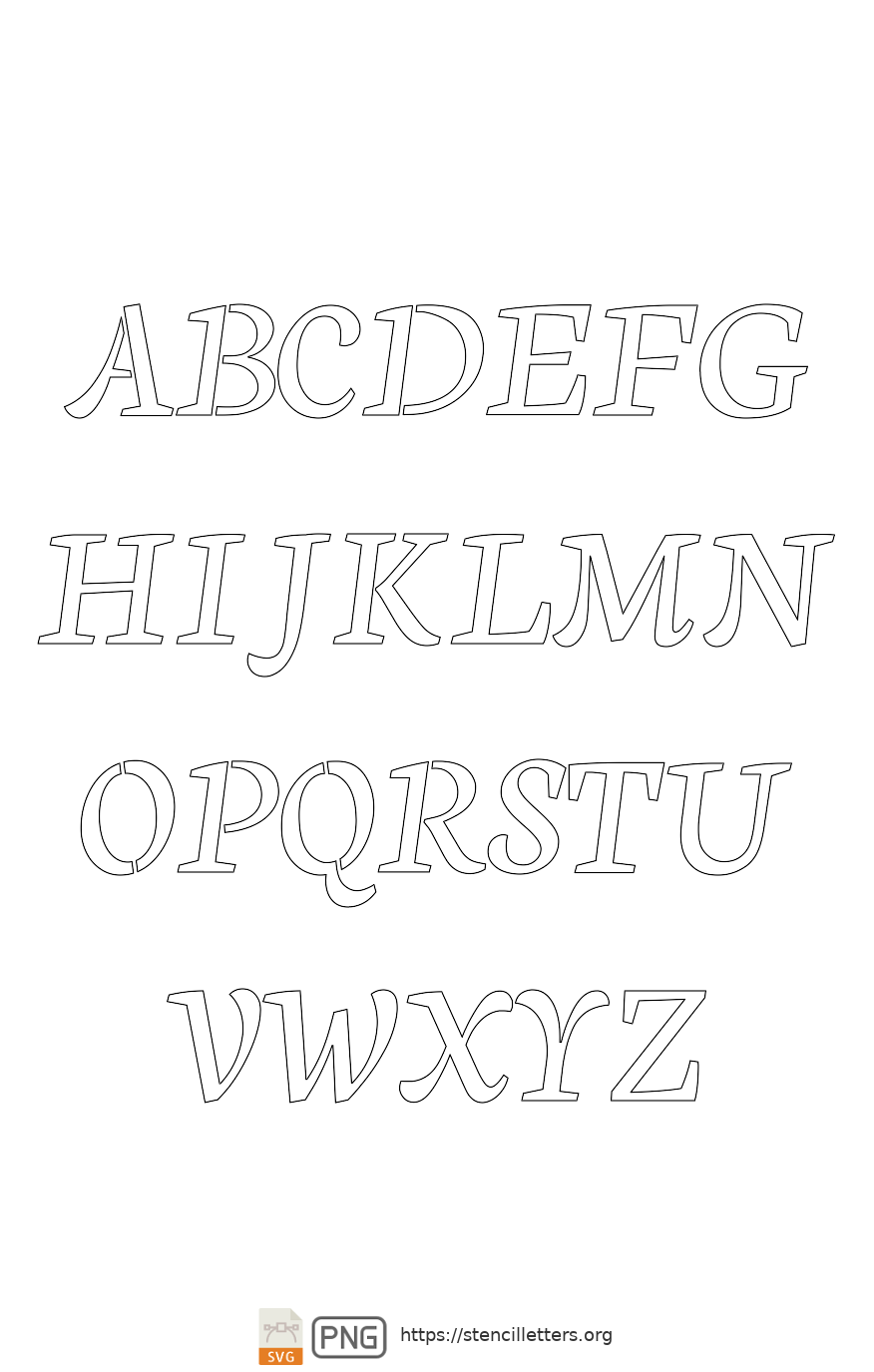 Humanist Serif Type uppercase letter stencils
