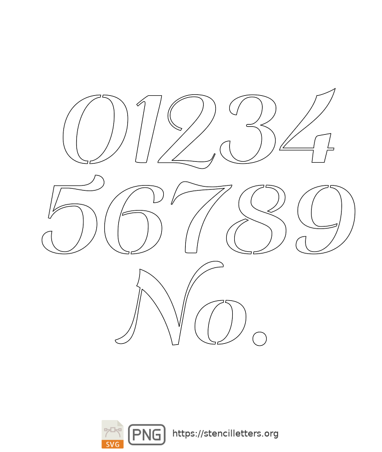 Italic Art Decor number stencils