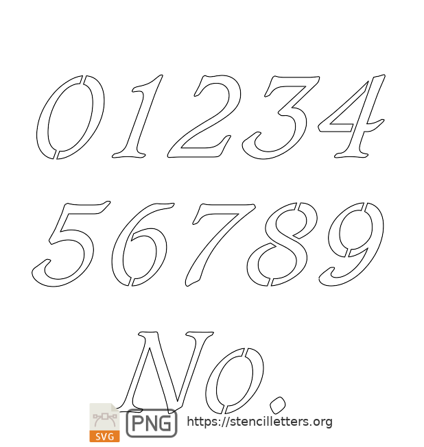Italic Serif Calligraphy number stencils