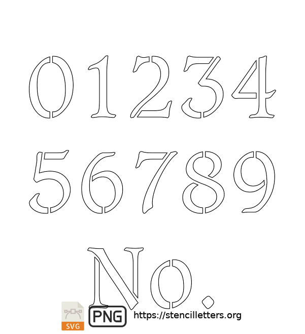 Light Serif Bold number stencils