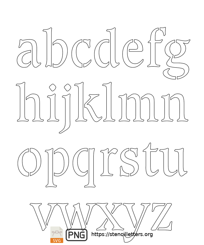 Light Serif Bold lowercase letter stencils