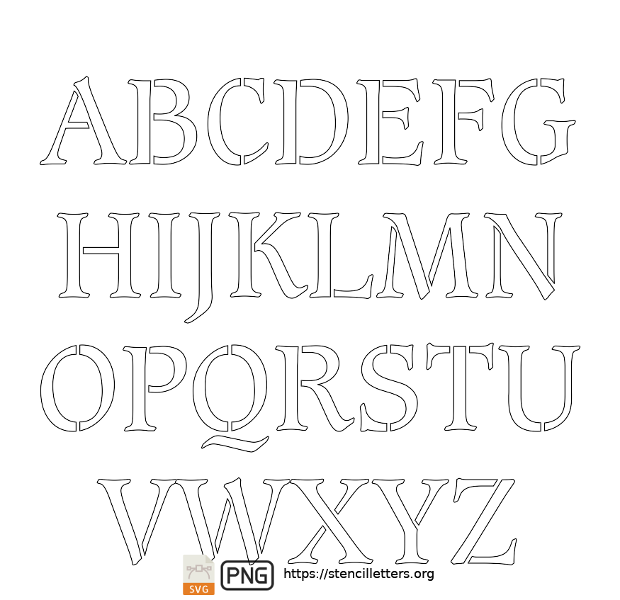Light Serif Bold uppercase letter stencils