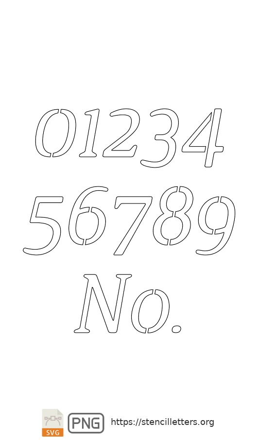 Narrow Wedge Italic number stencils