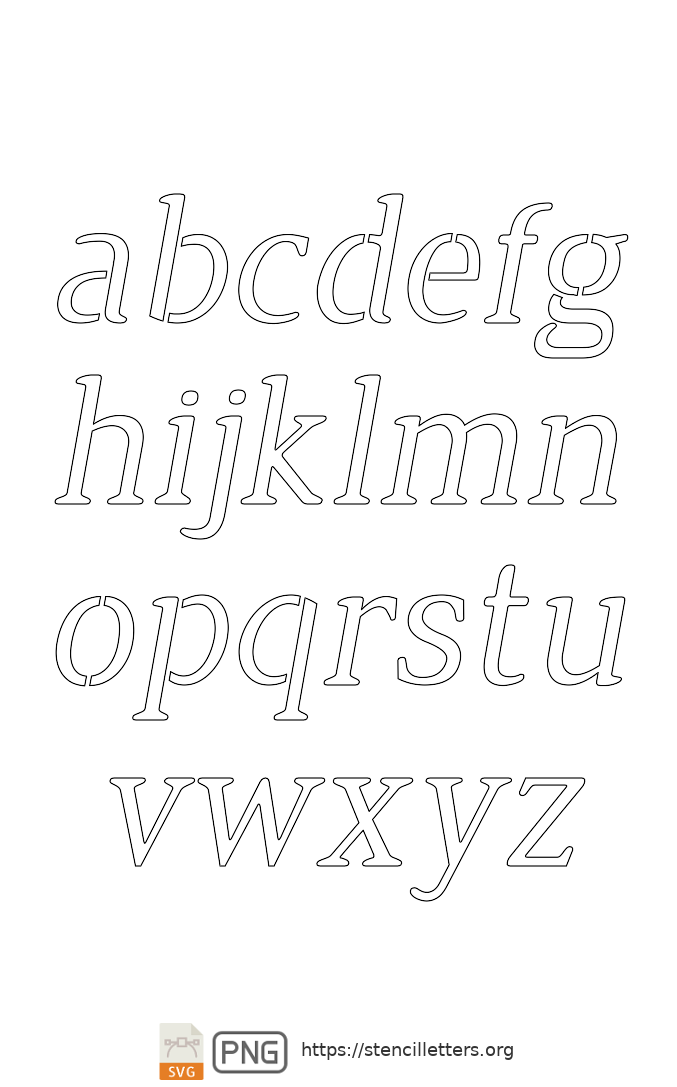 Narrow Wedge Italic lowercase letter stencils