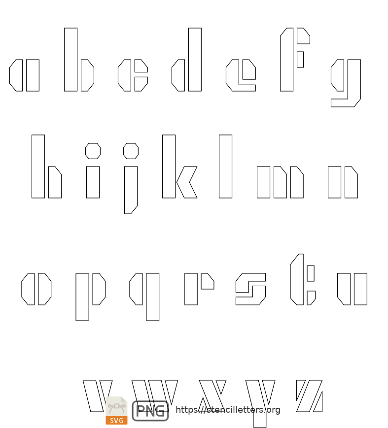 Octagonal Caps lowercase letter stencils