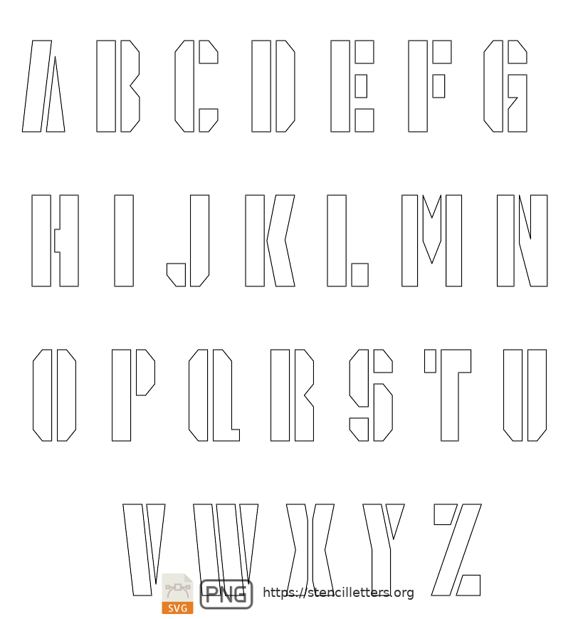 Octagonal Caps uppercase letter stencils