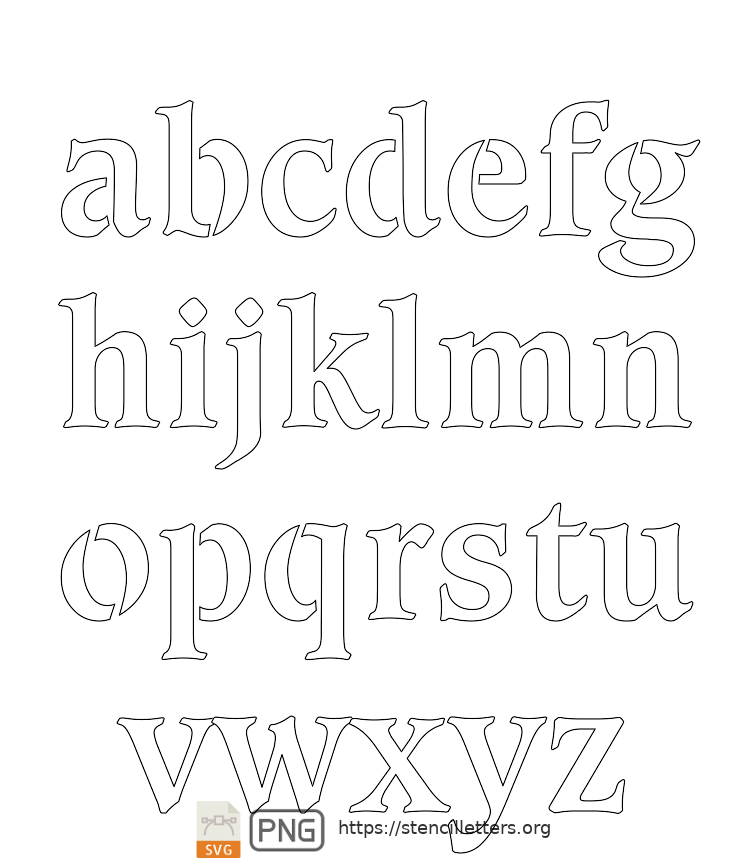 Old Book Bold lowercase letter stencils