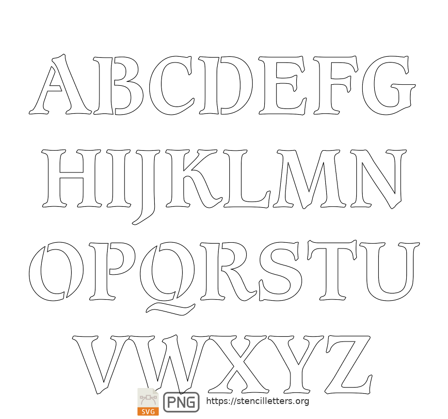 Old Book Bold uppercase letter stencils
