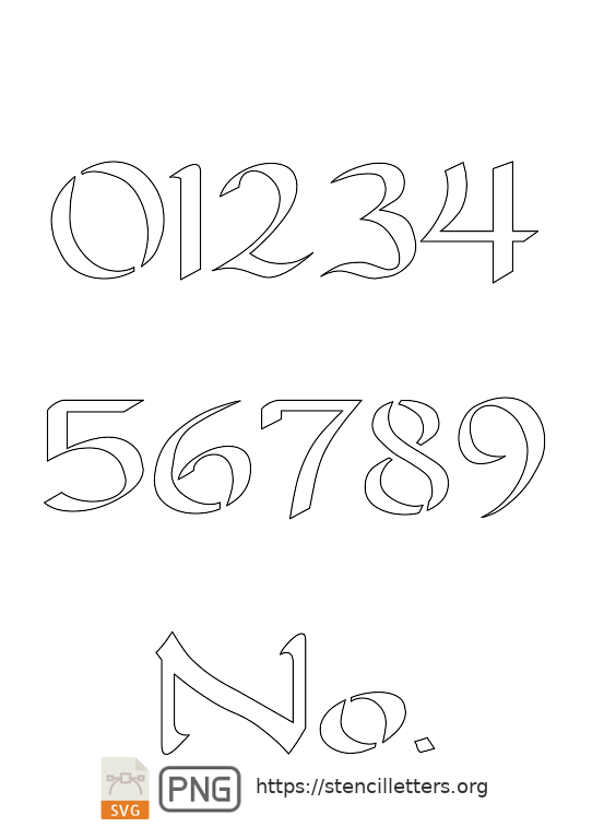 Penmanship Calligraphy number stencils