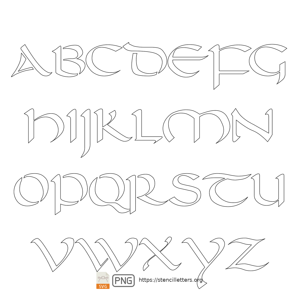 Penmanship Calligraphy uppercase letter stencils