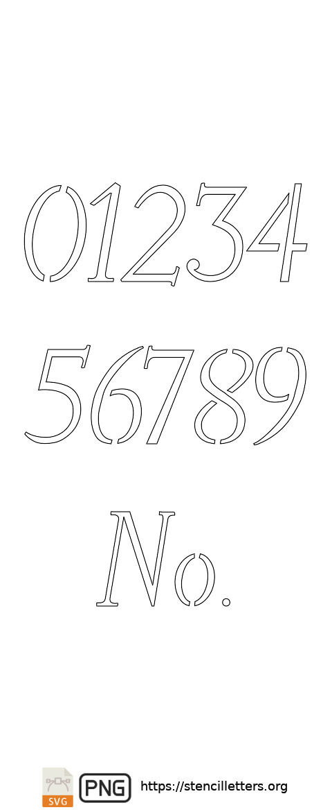 Penmanship Italic Calligraphy number stencils