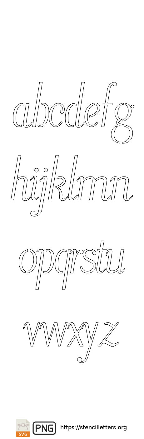 Penmanship Italic Calligraphy lowercase letter stencils