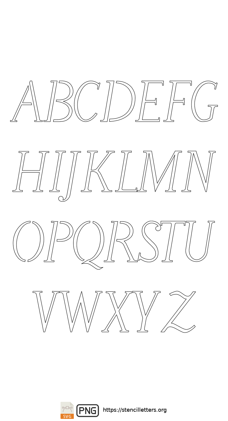 Penmanship Italic Calligraphy uppercase letter stencils
