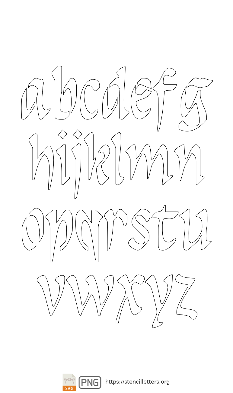 Roman Calligraphy lowercase letter stencils