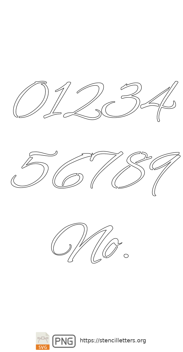 Running Cursive Script number stencils