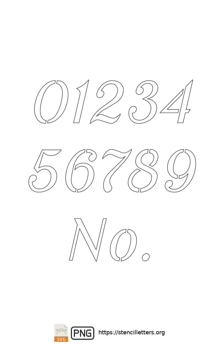 Sans-Serif Ornamental number stencils