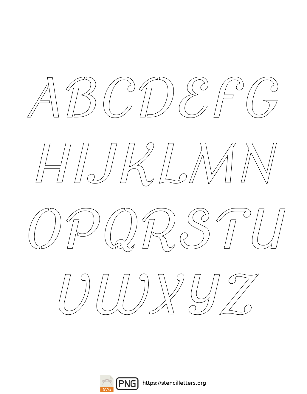 Sans-Serif Ornamental uppercase letter stencils