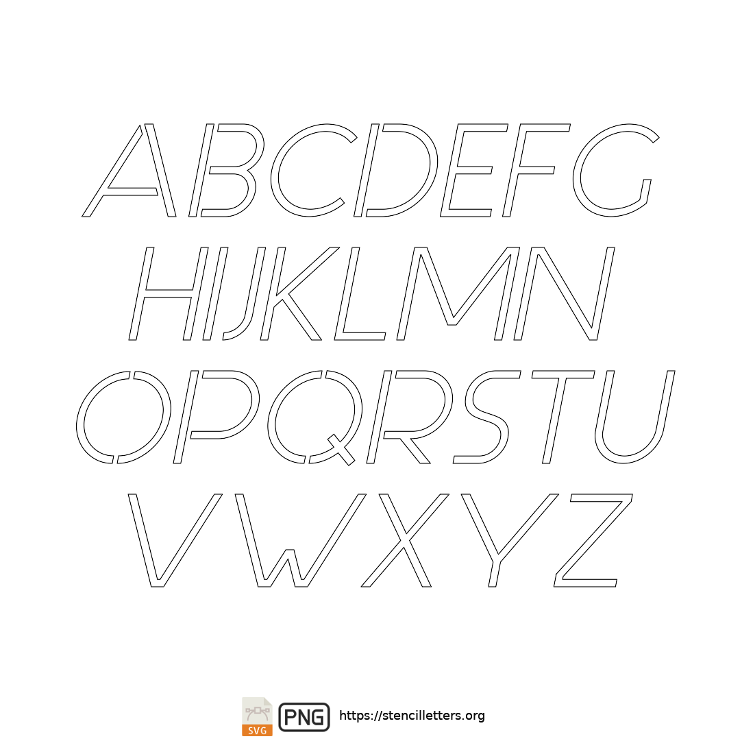 Simple Italic uppercase letter stencils