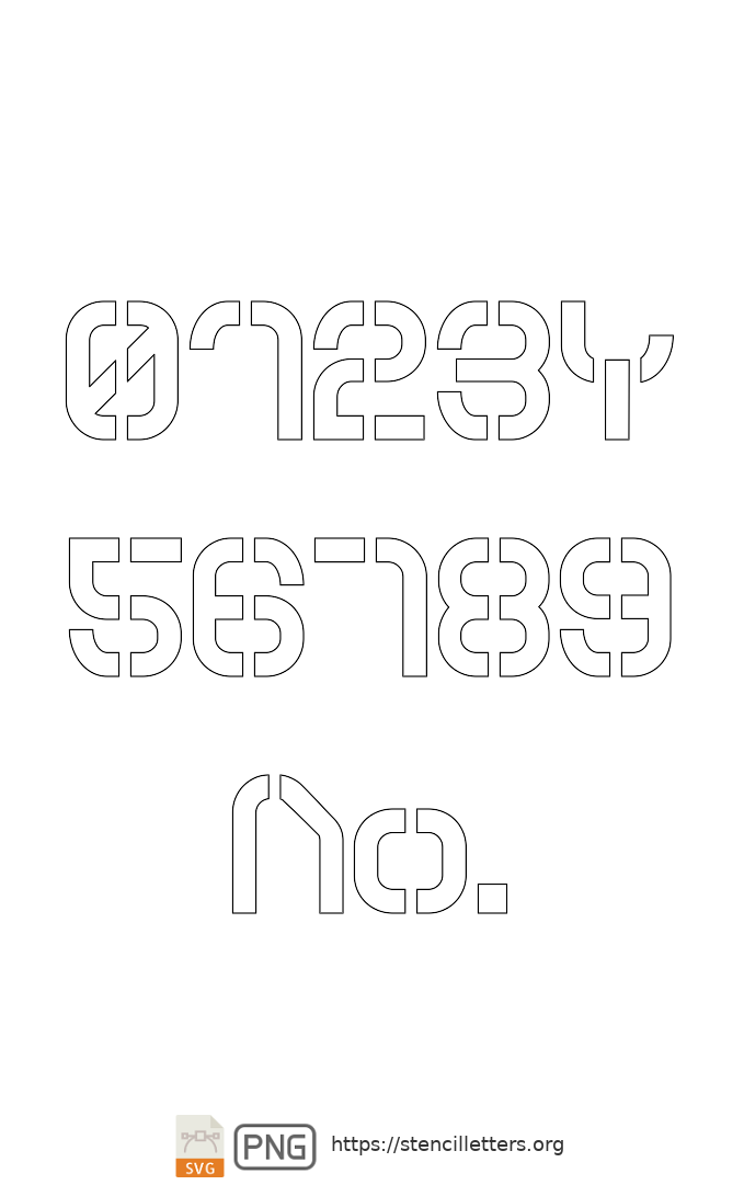 Square Futuristic Type number stencils