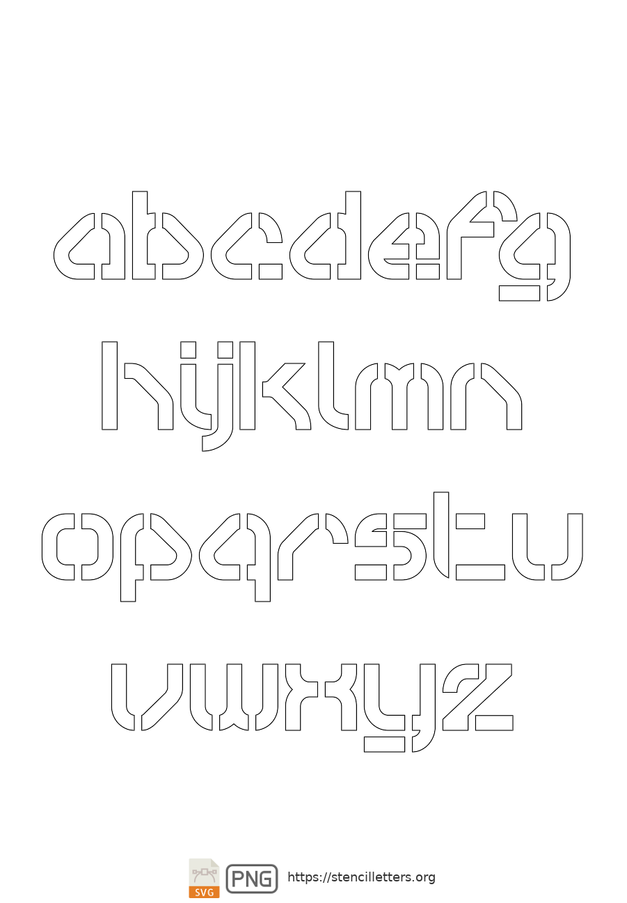 Square Futuristic Type lowercase letter stencils