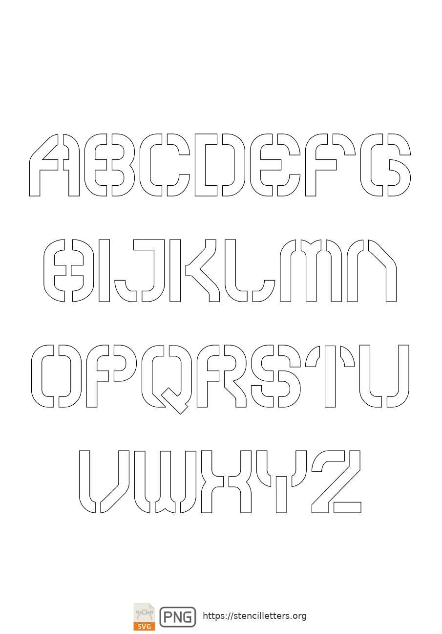 Square Futuristic Type uppercase letter stencils
