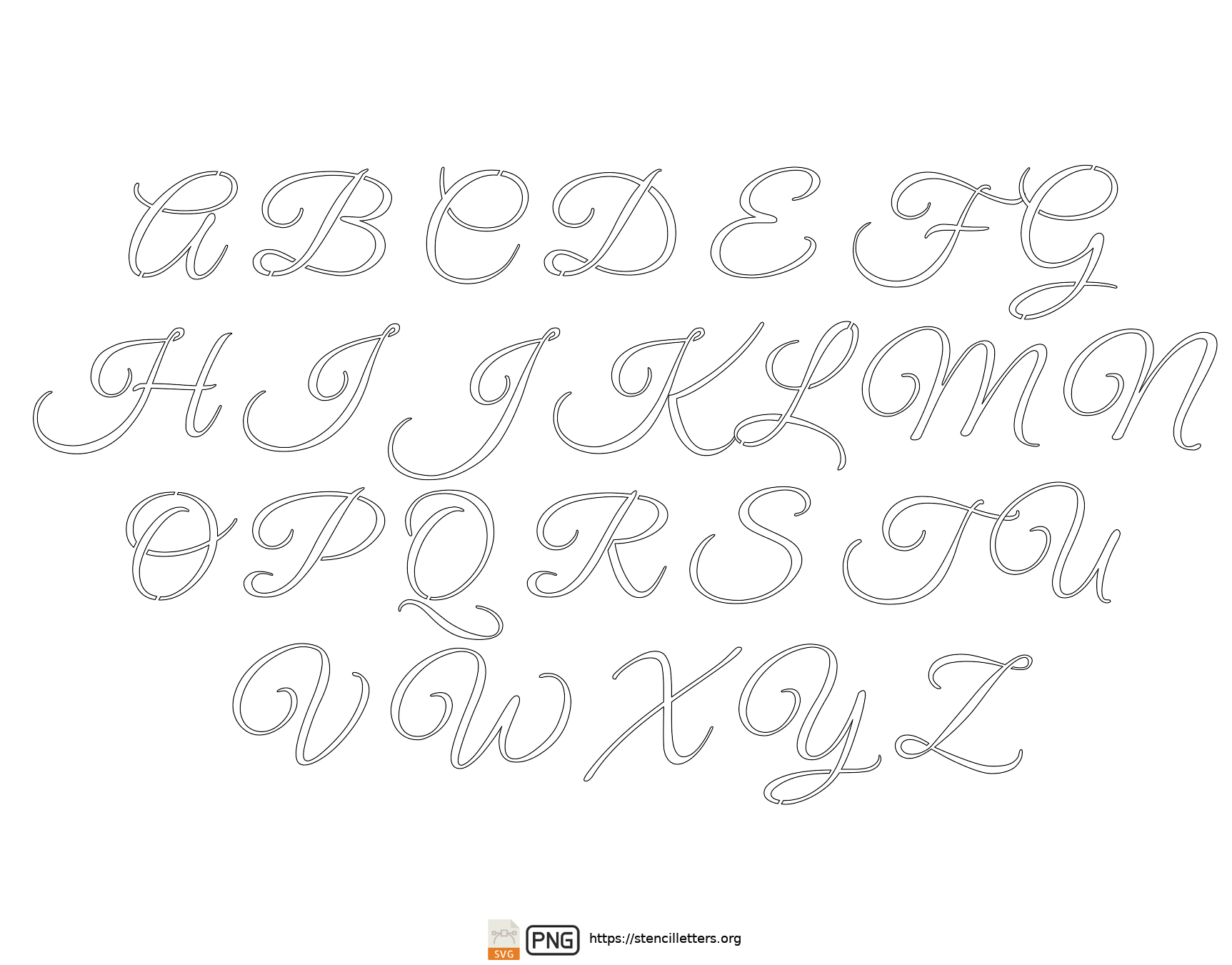 Stylish Calligraphy uppercase letter stencils