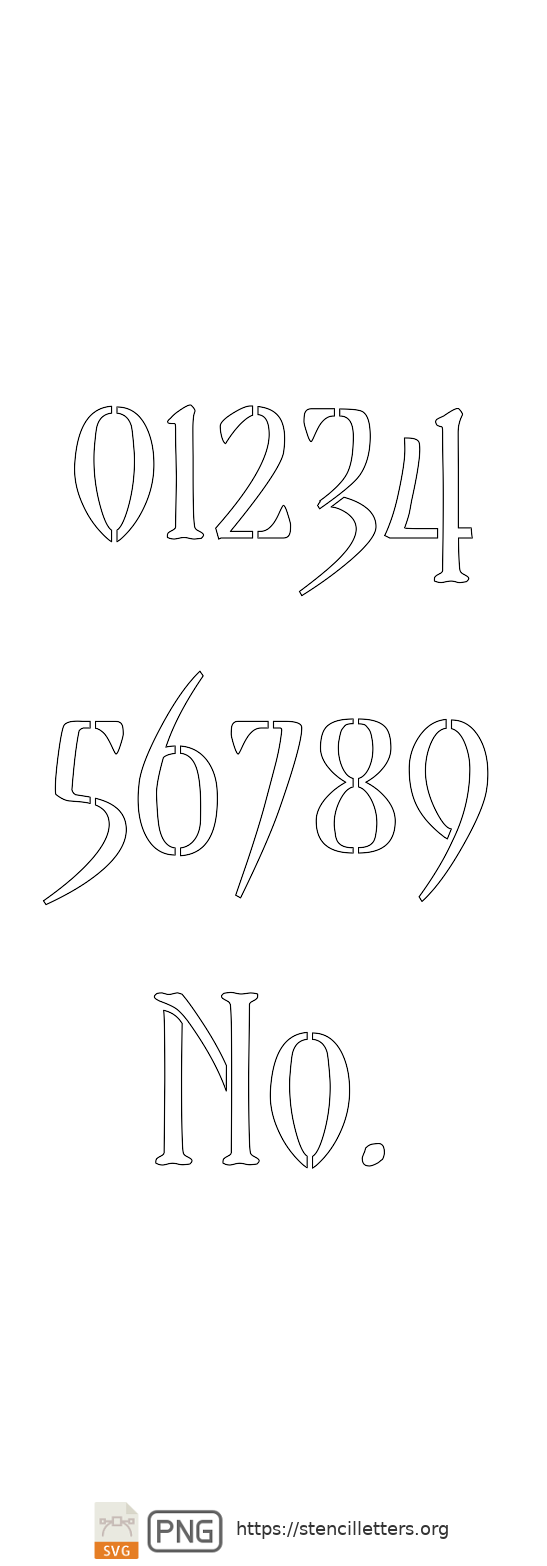 Stylish Gothic Serif number stencils