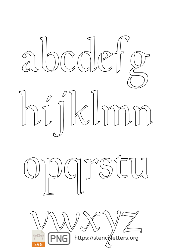 The Gaelic Celtic lowercase letter stencils