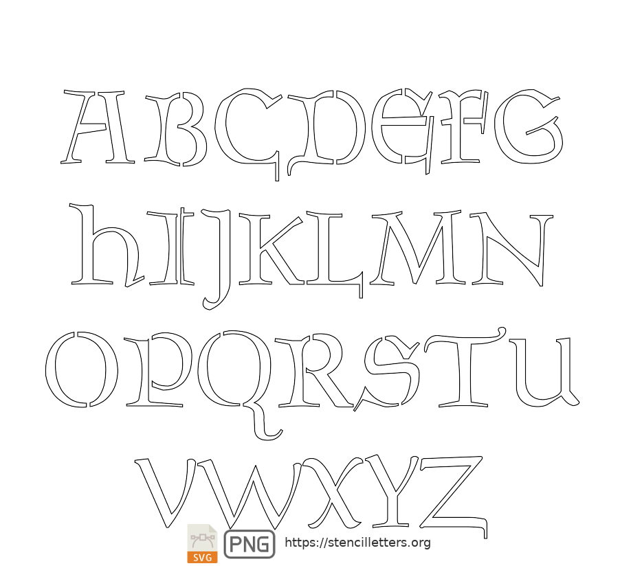 The Gaelic Celtic uppercase letter stencils