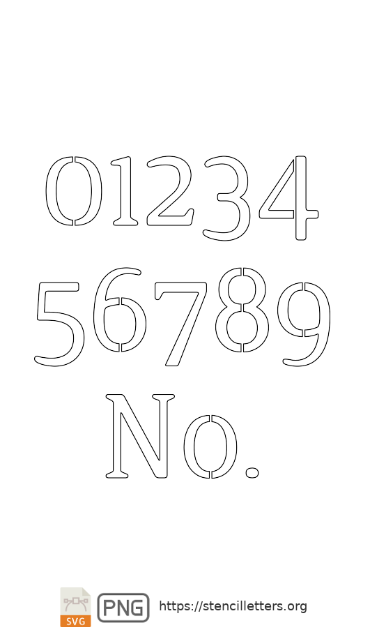 Thin Elegant Serif number stencils