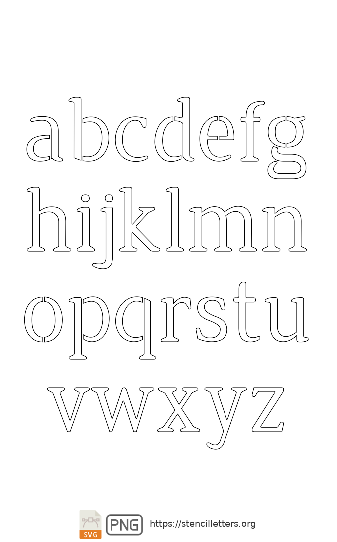 Thin Elegant Serif lowercase letter stencils