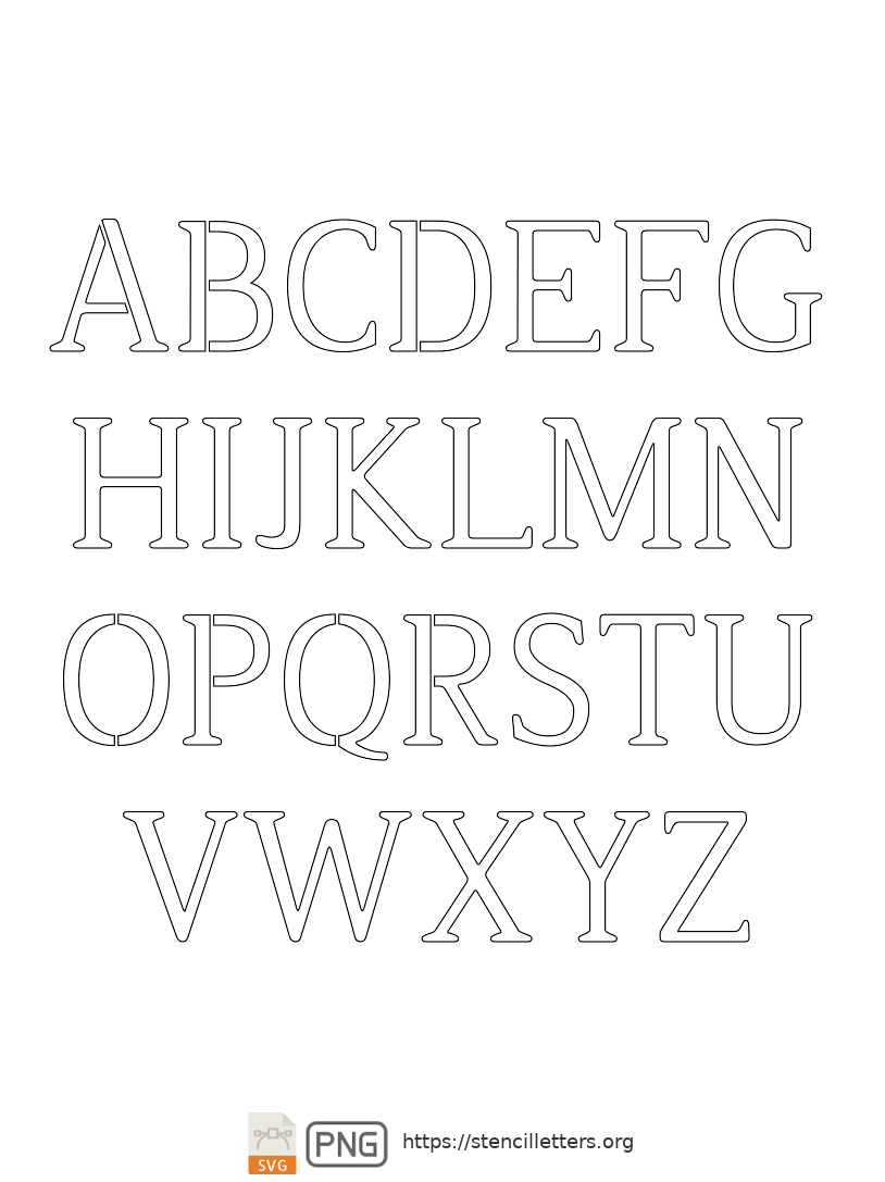 Thin Elegant Serif uppercase letter stencils