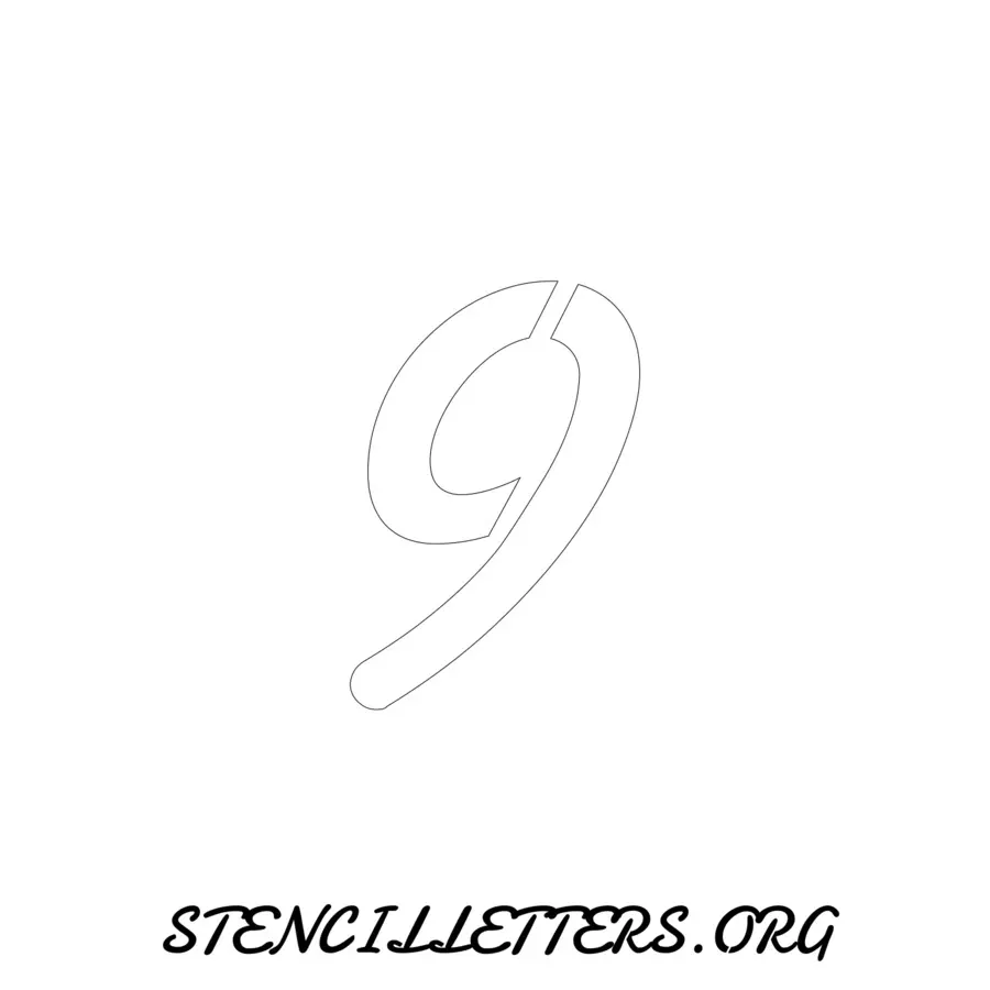 3 Inch Free Printable Individual 139 Cursive Number Stencils