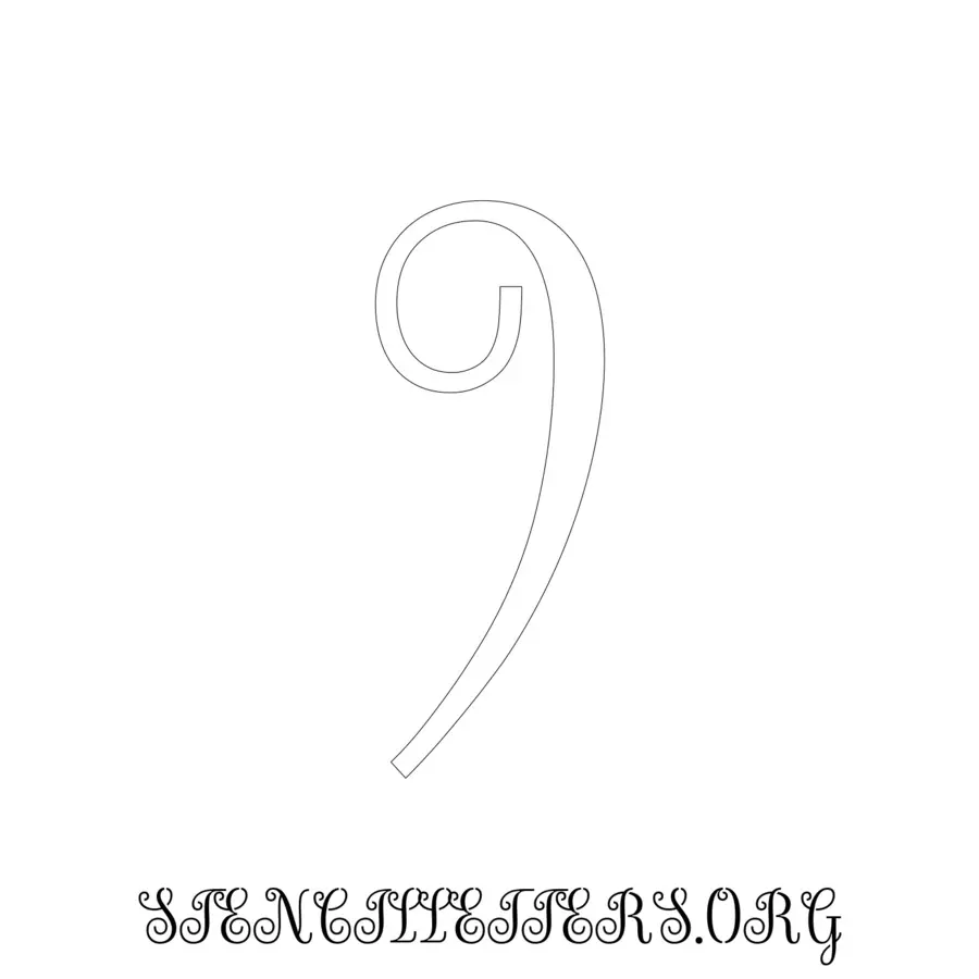 3 Inch Free Printable Individual 142 Cursive Number Stencils