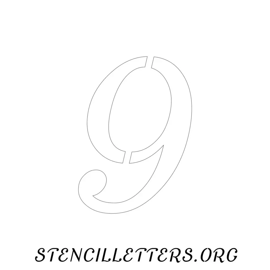 3 Inch Free Printable Individual 147 Cursive Number Stencils