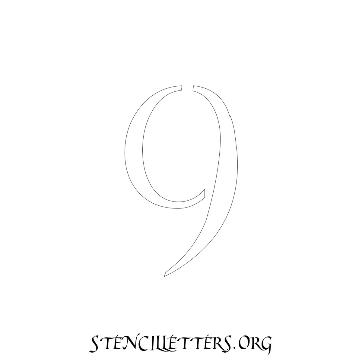 4 Inch Free Printable Individual 149 Cursive Number Stencils