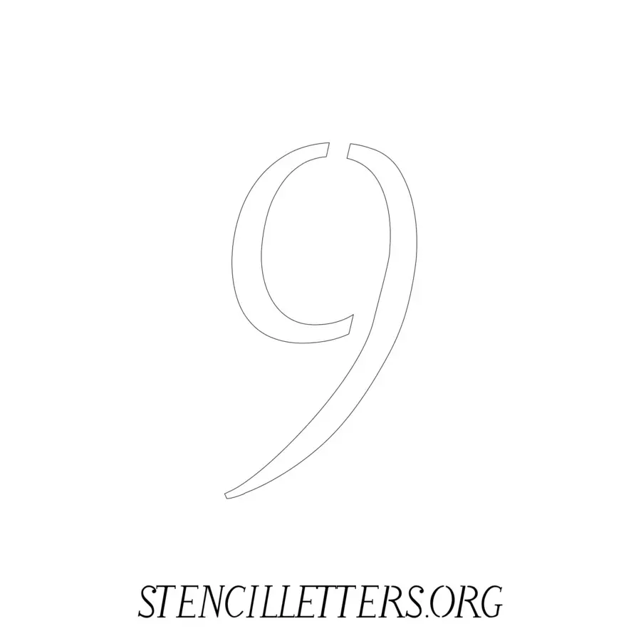 3 Inch Free Printable Individual 168 Calligraphy Number Stencils