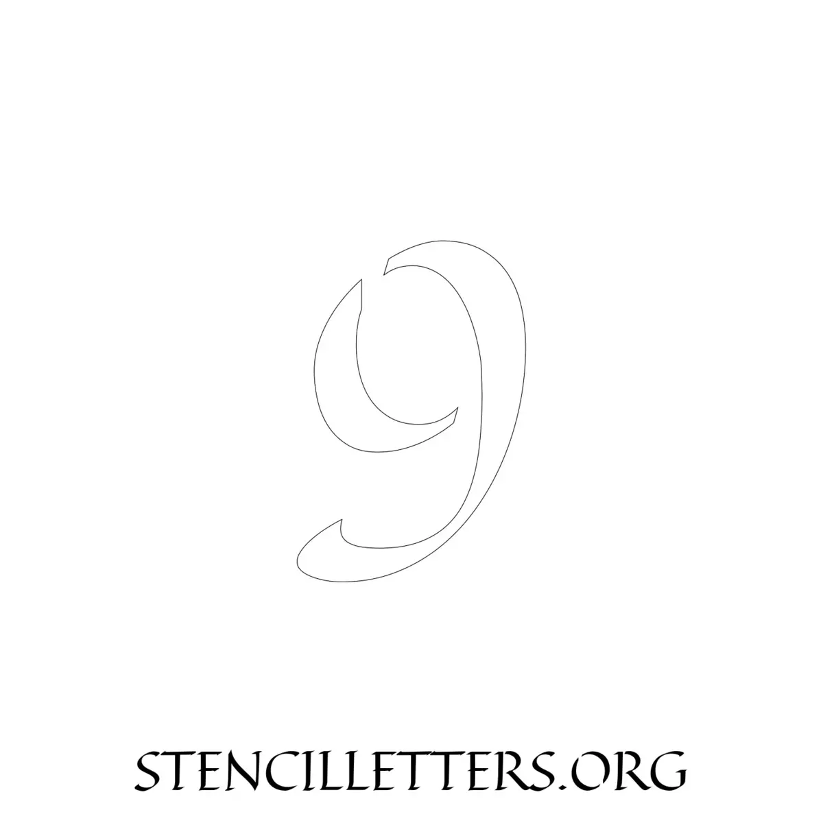 4 Inch Free Printable Individual 169 Calligraphy Number Stencils