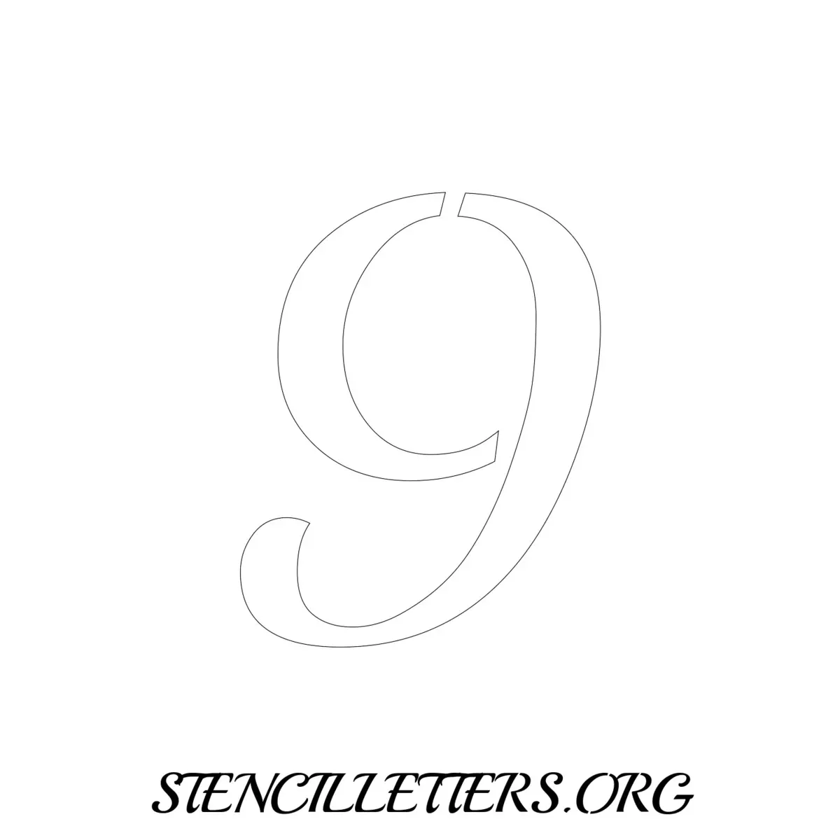 4 Inch Free Printable Individual 172 Calligraphy Number Stencils