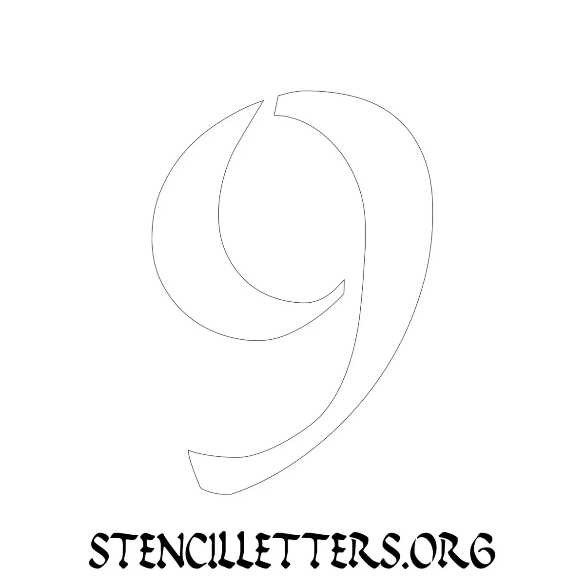 4 Inch Free Printable Individual 173 Calligraphy Number Stencils