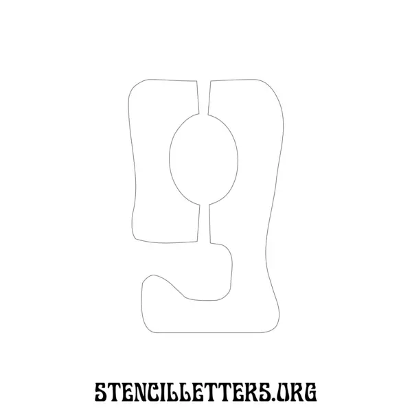 2 Inch Free Printable Individual 191 Art Nouveau Number Stencils