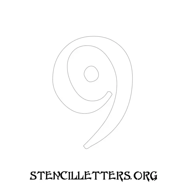 2 Inch Free Printable Individual 197 Art Nouveau Number Stencils