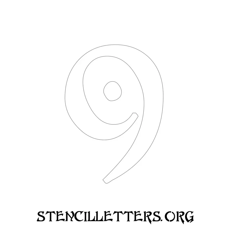 3 Inch Free Printable Individual 197 Art Nouveau Number Stencils