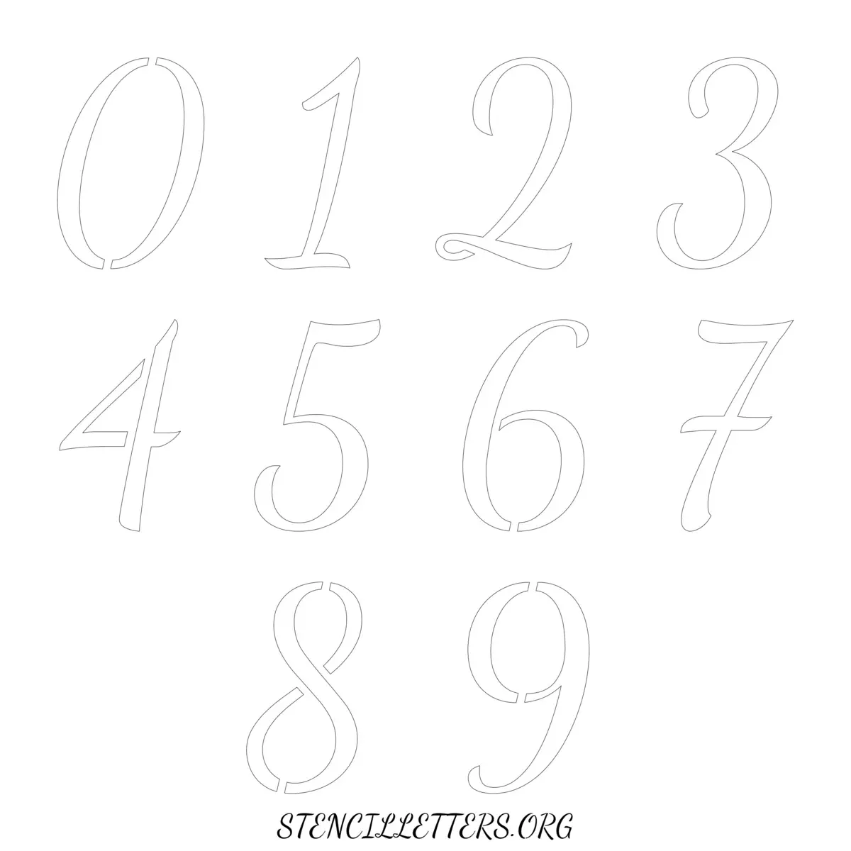 Free Printable Numbers Stencils Design Style 133 Cursive
